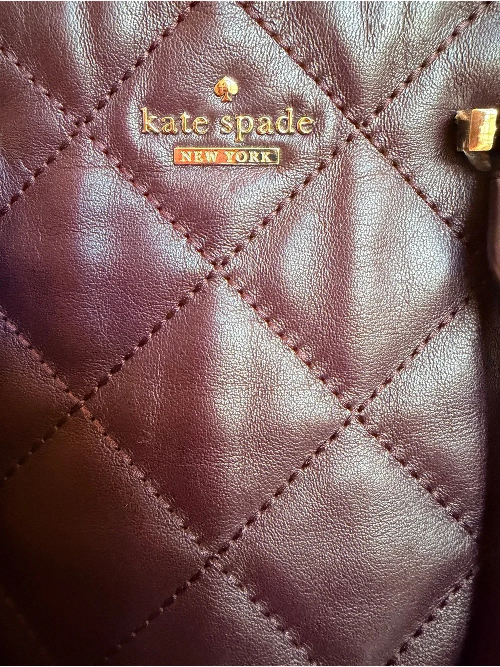 Kate Spade Eggplant 🍆 Quilted Leather Shoulder Bag w/Gold Hardware (GUC)